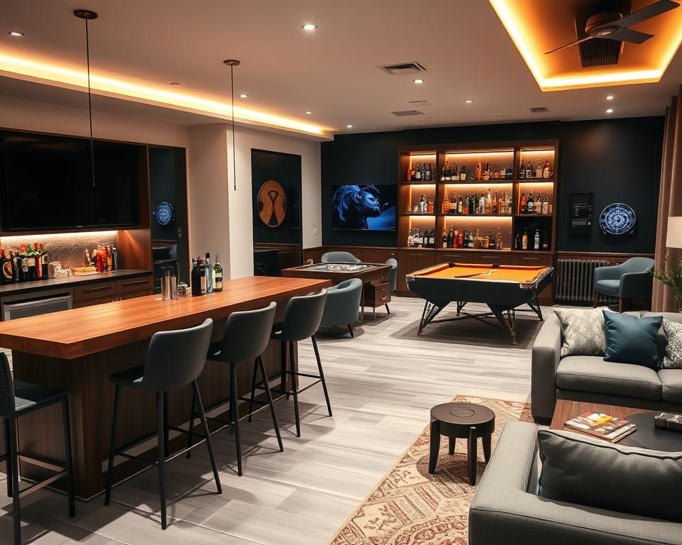 home bar in living room