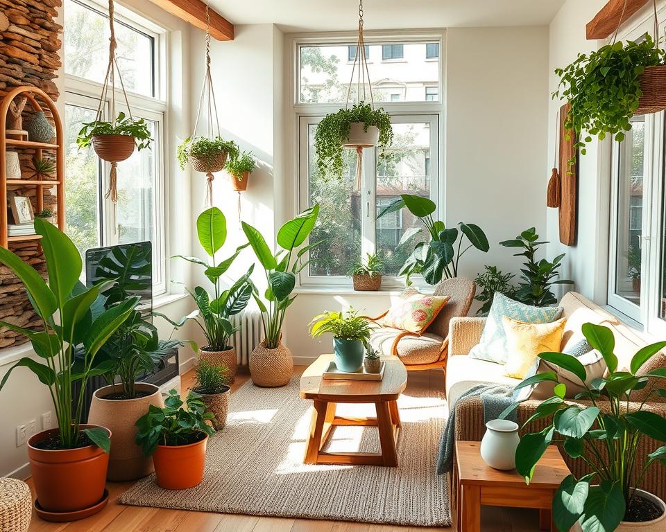 natural elements in small living rooms